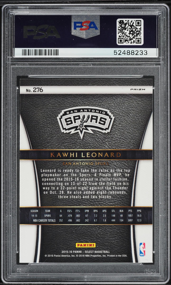 2015 Select Courtside Silver Prizm Kawhi Leonard #276 PSA 9 MINT