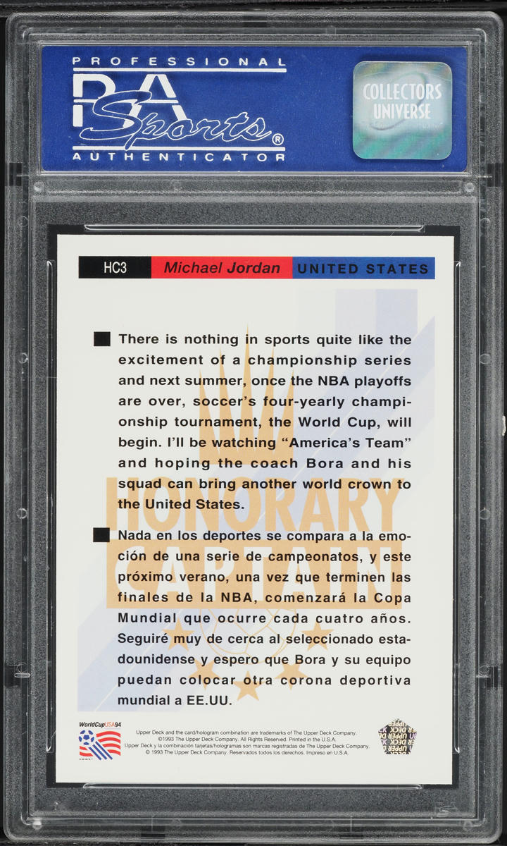 1993 Upper Deck Soccer Honorary Captain Gold Michael Jordan #HC3 PSA 9 MINT