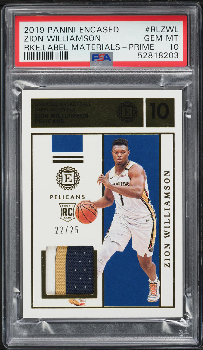 2019 Panini Encased Prime Zion Williamson RC PATCH /25 #RLZWL PSA