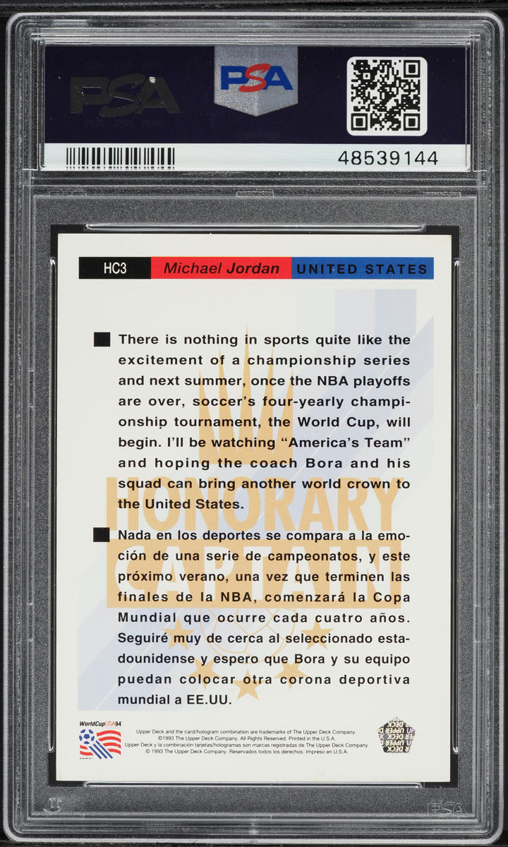 1993 Upper Deck Soccer Honorary Captain Gold Michael Jordan #HC3 PSA 8 NM-MT
