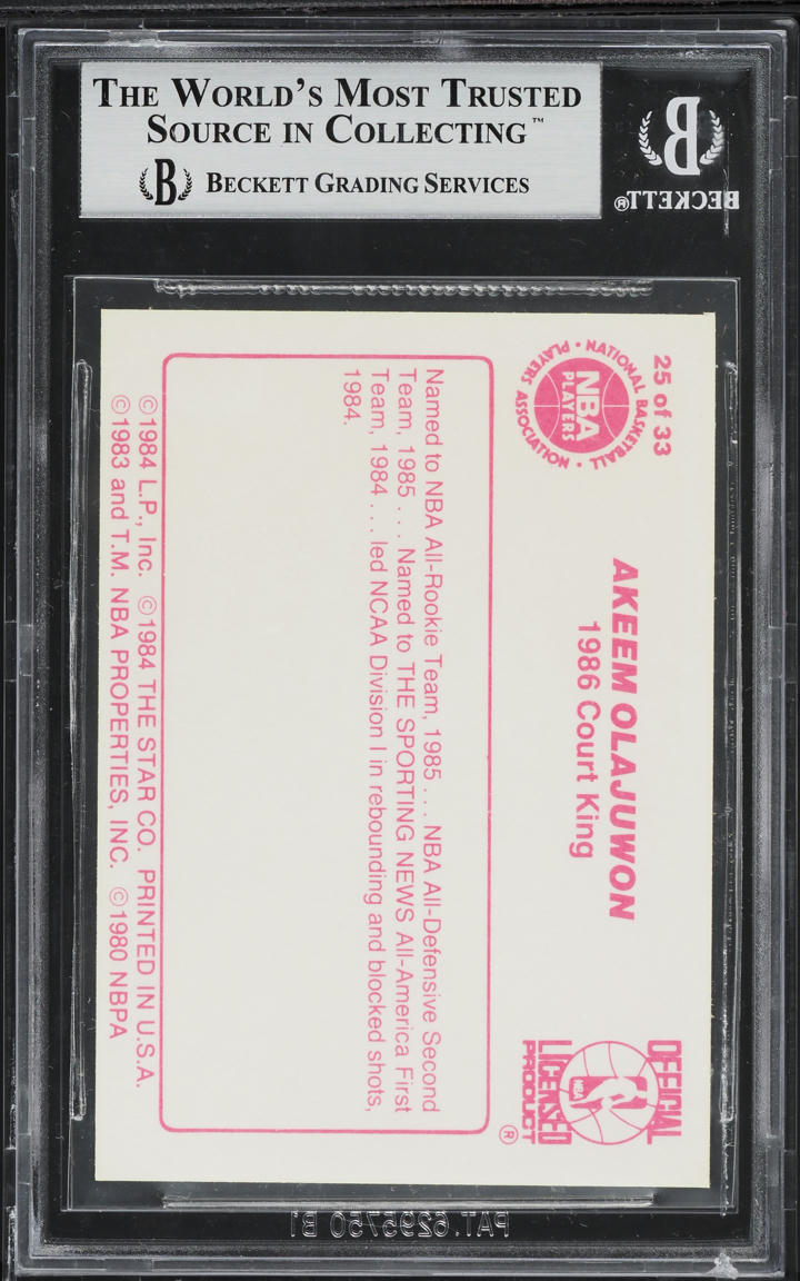 1986 Star Court Kings Hakeem Olajuwon ROOKIE #25 BGS 9 MINT