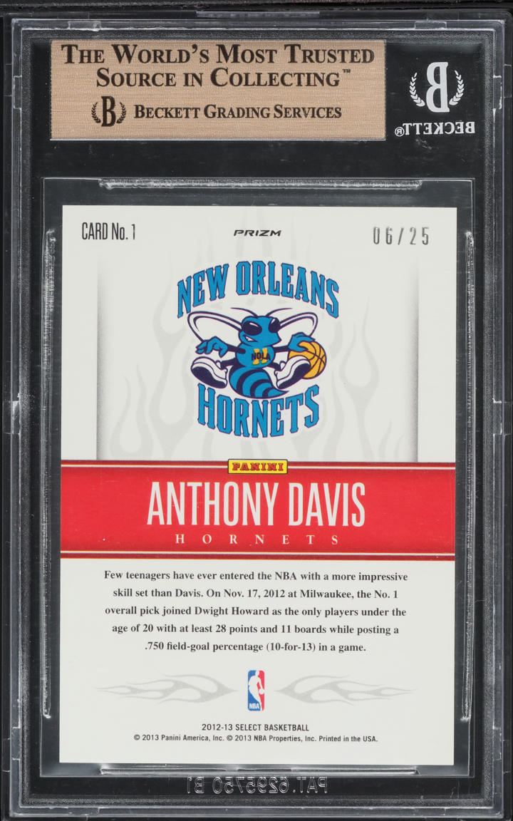 2012 Select Hot Rookies Prizm Anthony Davis ROOKIE /25 #1 BGS 9.5 GEM MINT