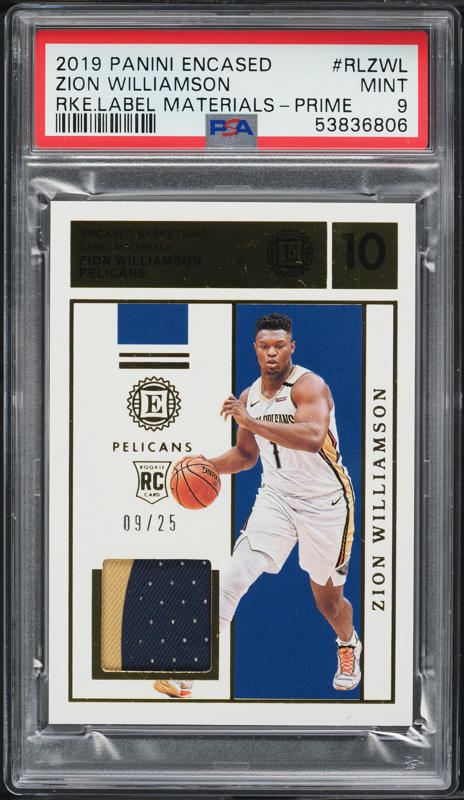 2019 Panini Encased Prime Zion Williamson ROOKIE PATCH /25 #RLZWL