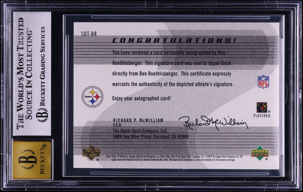 2004 SP Authentic Sign Of The Times Ben Roethlisburger ROOKIE AUTO