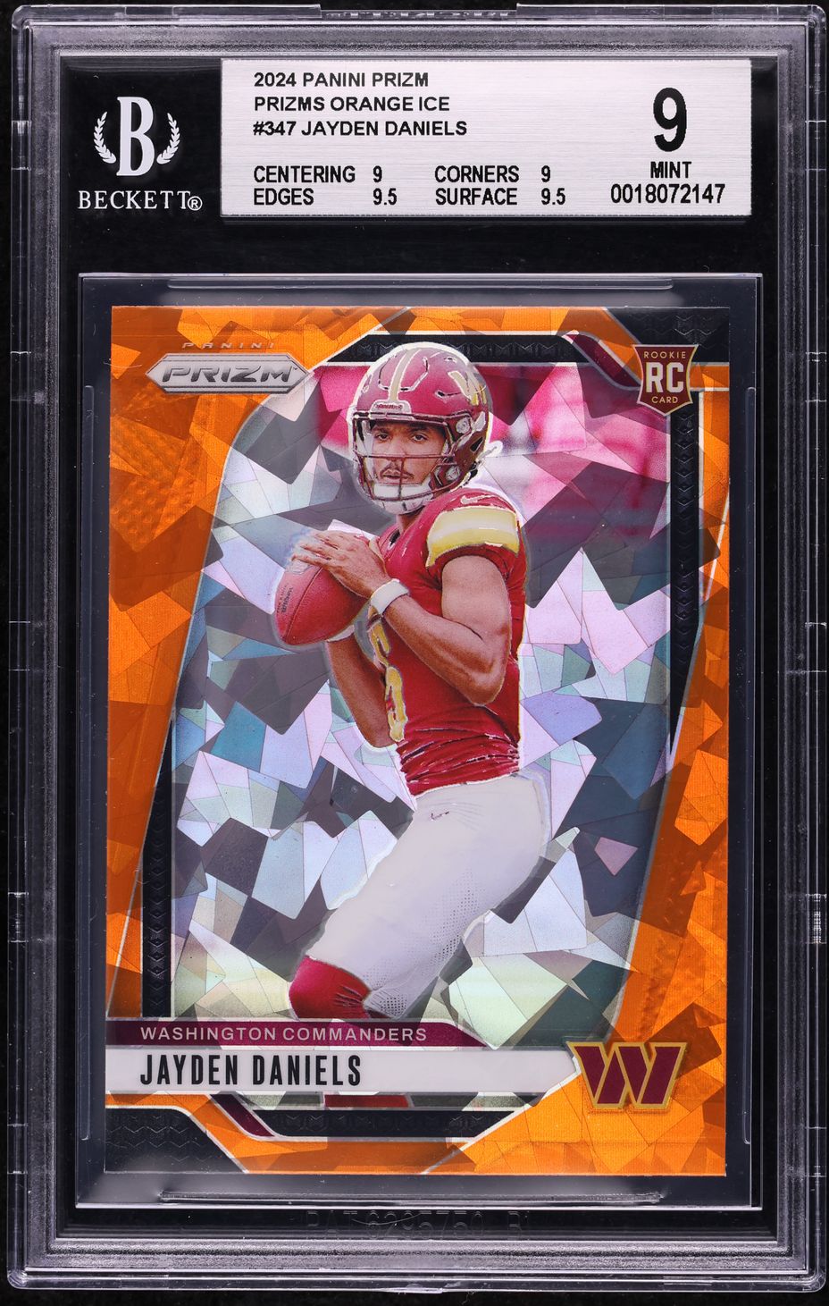2024 Panini Prizm Orange Ice Jayden Daniels ROOKIE #347 BGS 9 MINT