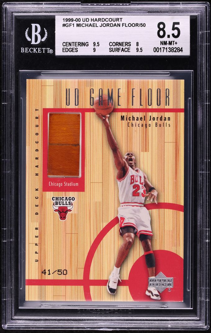 1999 Upper Deck Hardcourt Michael Jordan FLOOR PATCH /50 #GF1 BGS 8.5 NM-MT+