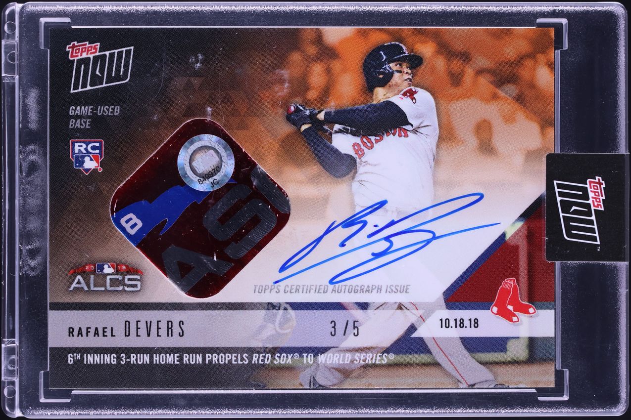 2018 Topps Now Orange Rafael Devers ROOKIE PATCH AUTO /5 #910C