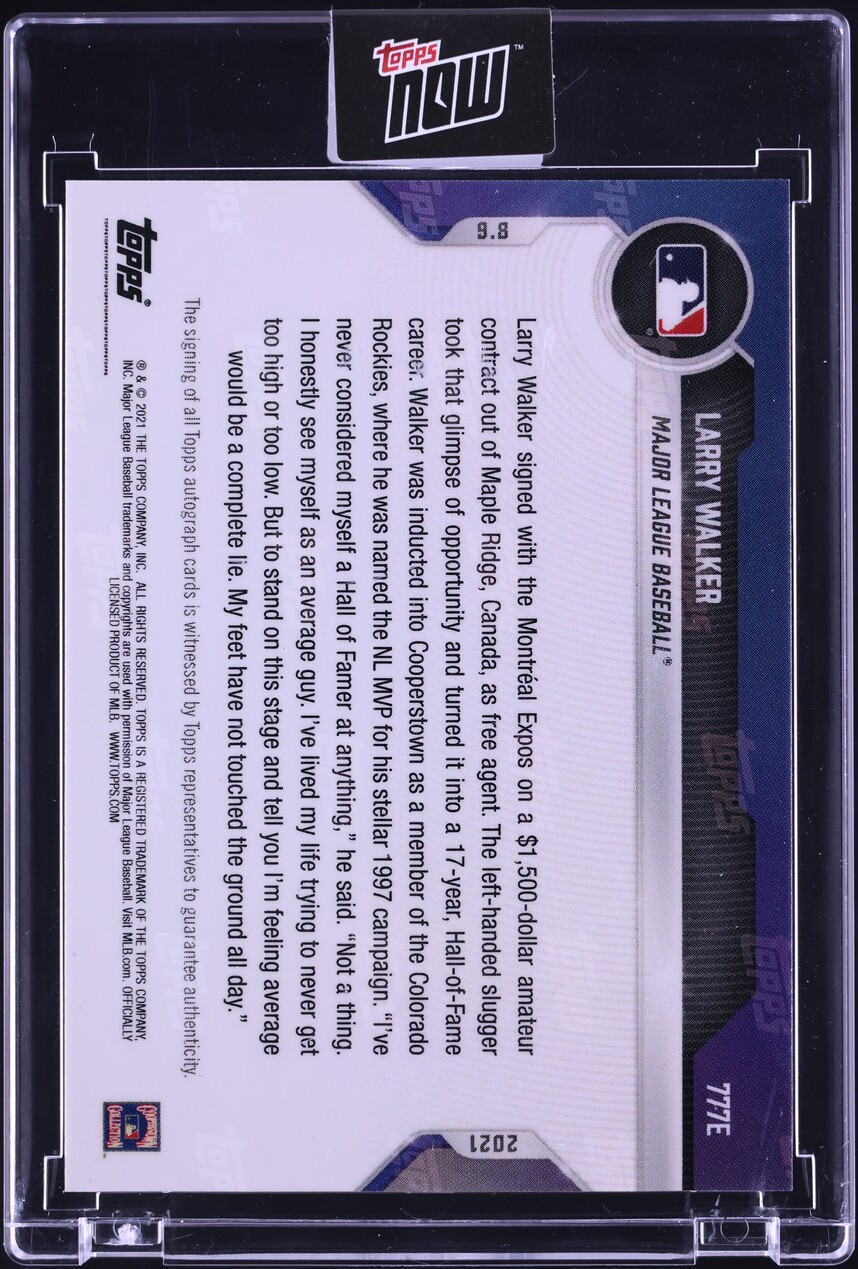 2021 Topps Now Orange Larry Walker AUTO 5/5 #777E