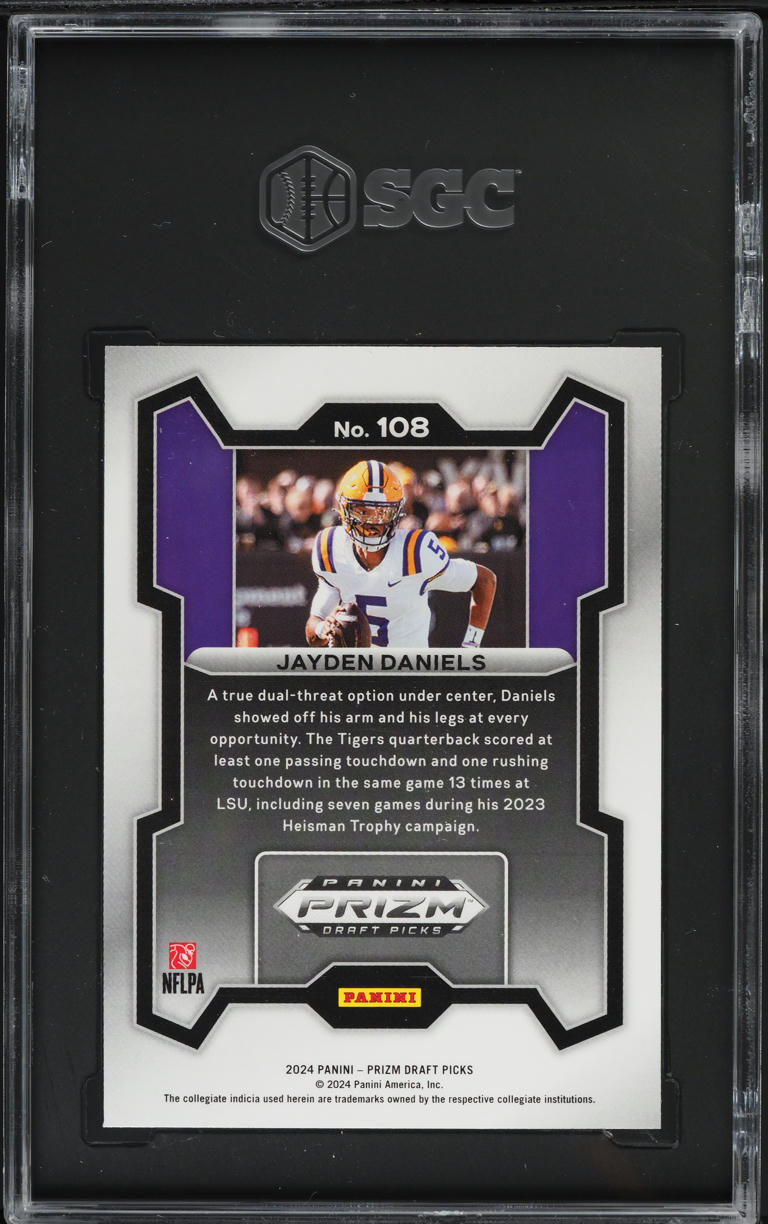 2024 Panini Prizm Draft Picks Jayden Daniels ROOKIE #108 SGC 8 NM-MT