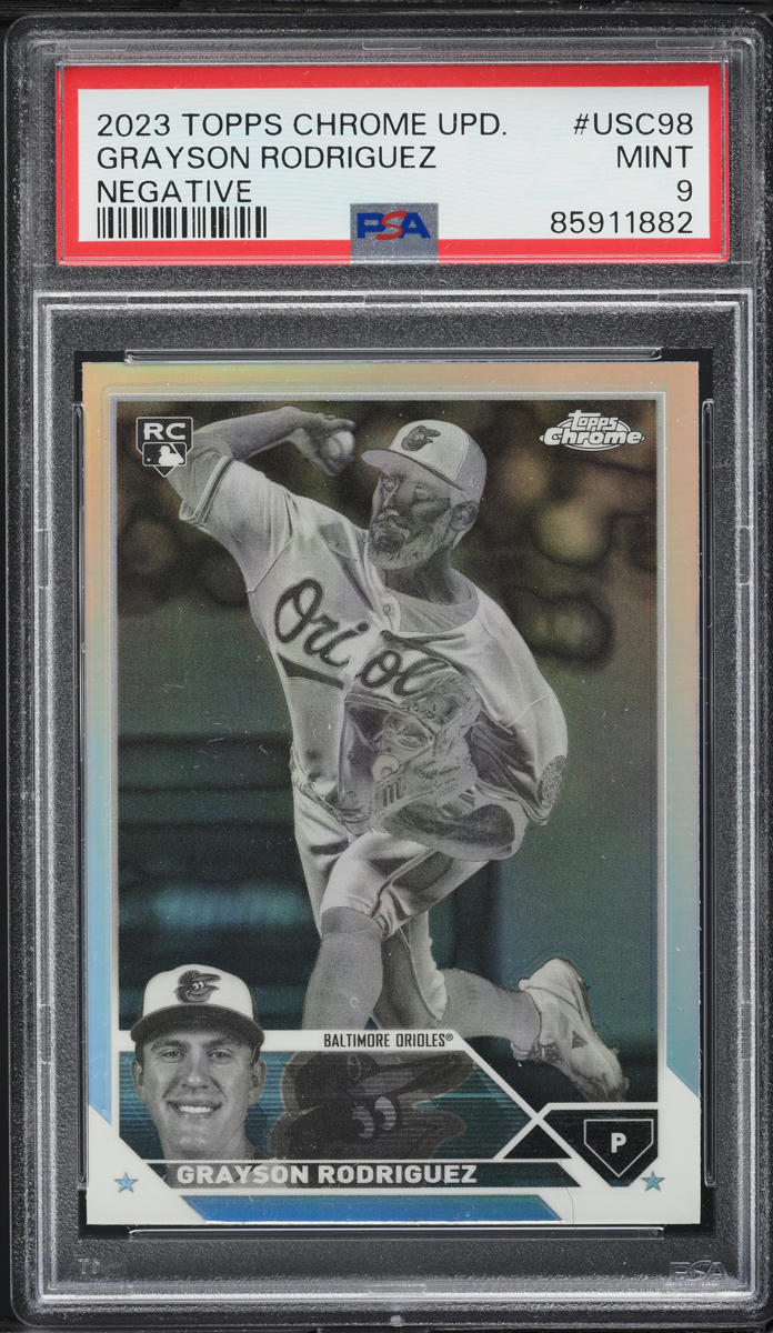 2023 Topps Chrome Update Negative Refractor Grayson Rodriguez RC #USC98 PSA 9