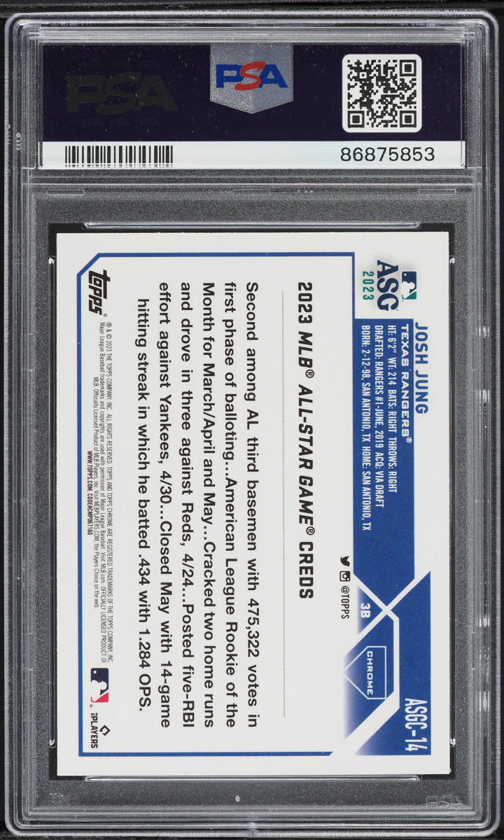 2023 Topps Chrome Update All-Star Game Josh Jung ROOKIE #14 PSA 10 GEM MINT