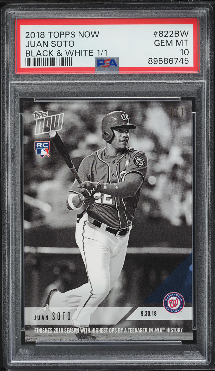 2018 Topps Now Black & White Juan Soto ROOKIE 1/1 #822BW PSA 10 GEM MINT
