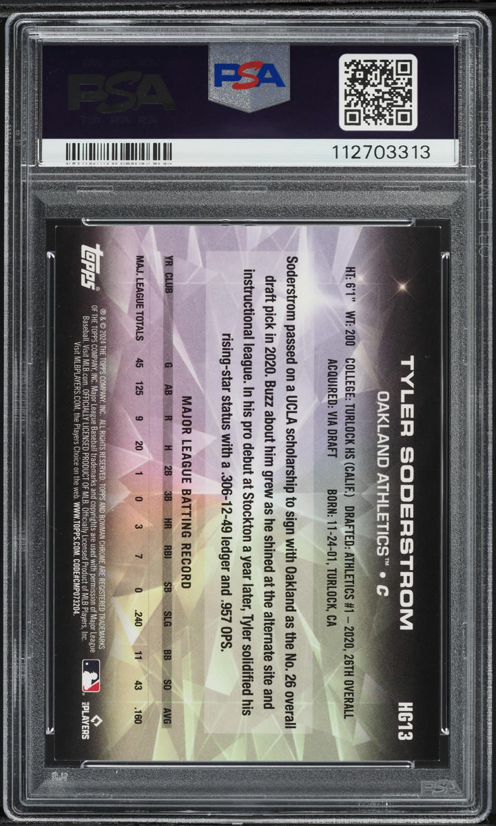2024 Topps Hidden Gems Tyler Soderstrom ROOKIE #HG13 PSA 7 NRMT