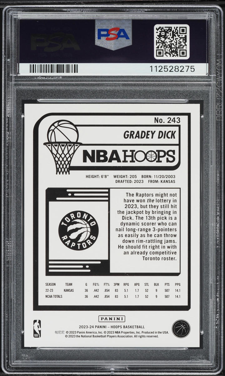 2023 Hoops Gradey Dick ROOKIE #243 PSA 10 GEM MINT