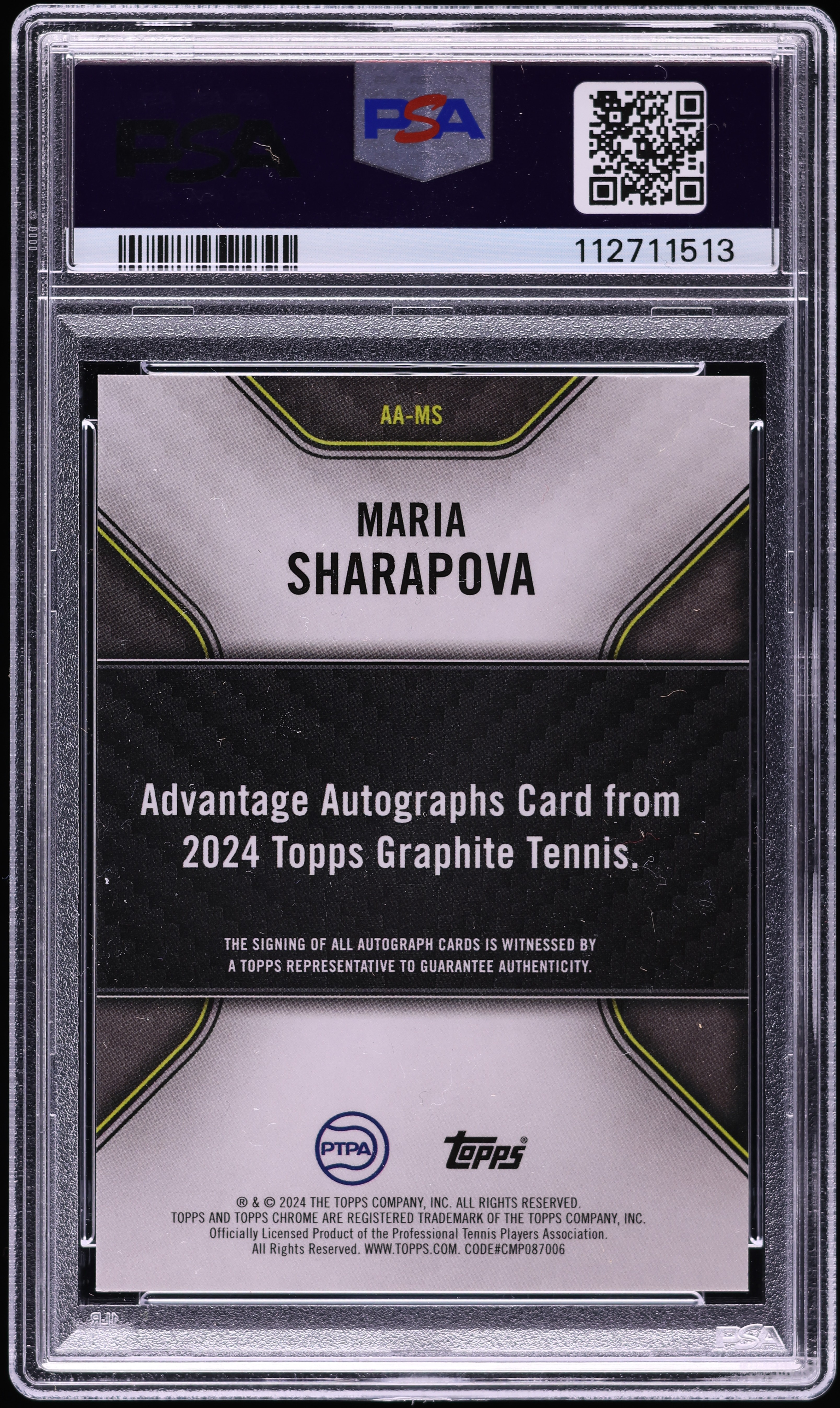 2024 Topps Graphite Advantage Blue Ref Maria Sharapova AUTO /50