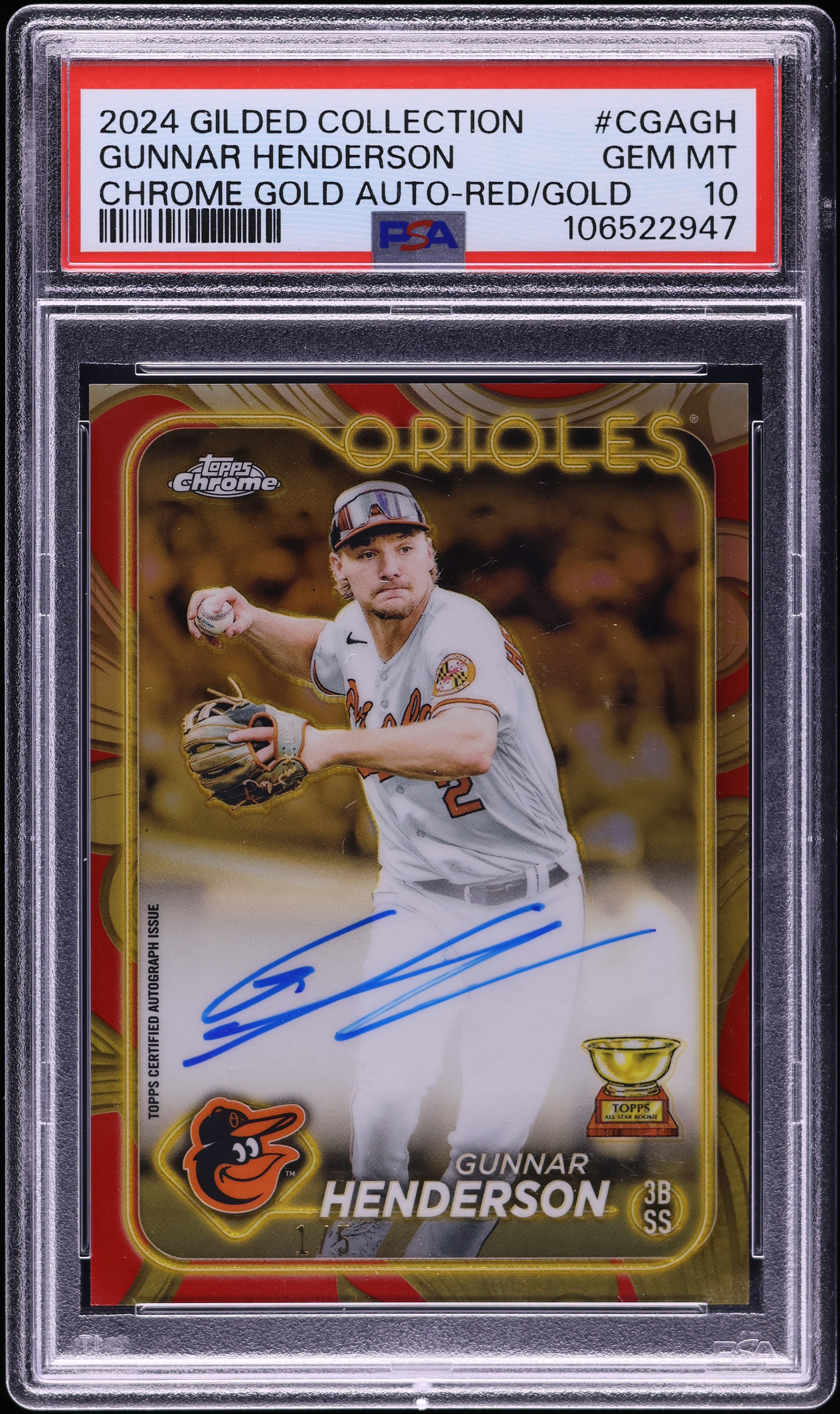 2024 Topps Chrome Gilded Collection Red Gold Gunnar Henderson AUTO