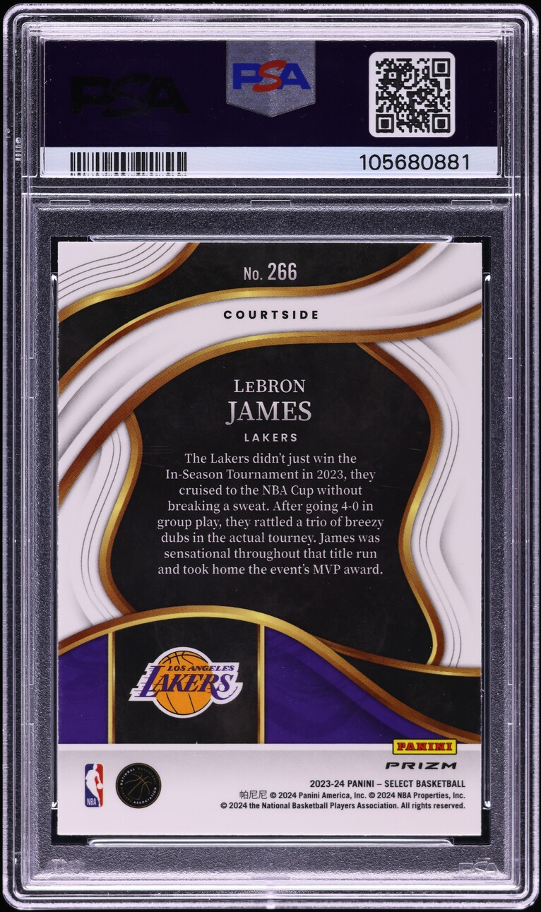 2023 Select Courtside Zebra Prizm LeBron James #266 PSA 10 GEM MINT
