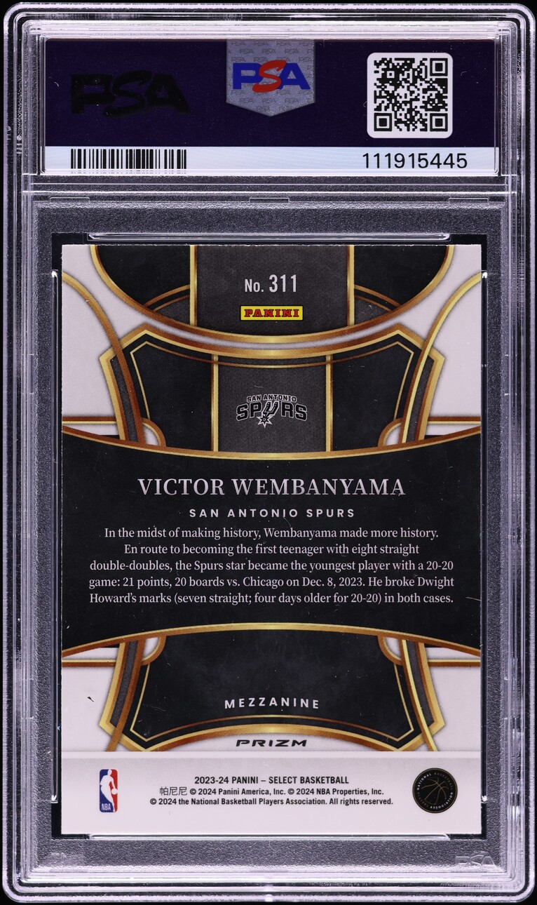2023 Select Mezzanine Zebra Prizm Victor Wembanyama ROOKIE #311