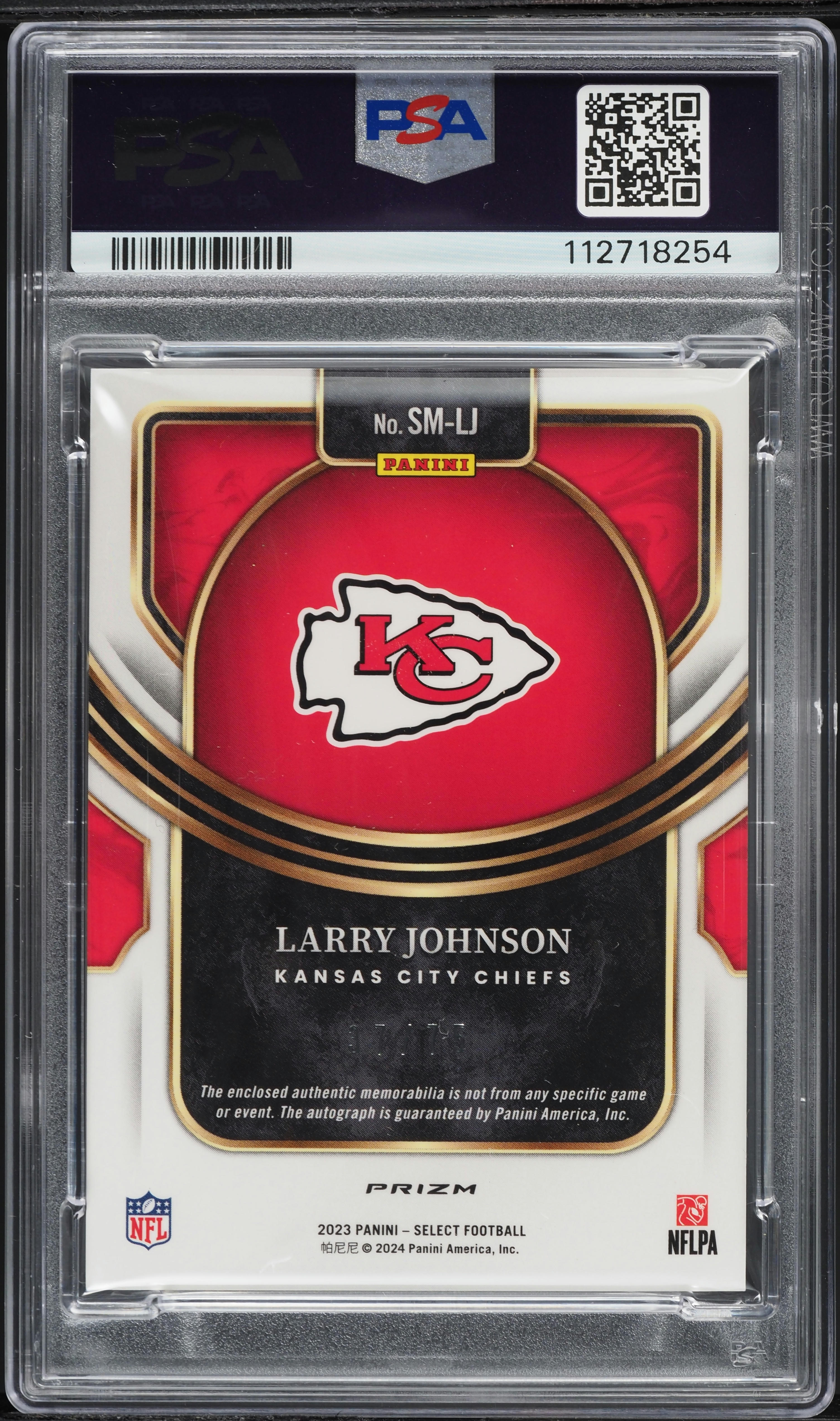 2023 Select Blue Prizm Larry Johnson PATCH AUTO /75 #SMLJ PSA 9