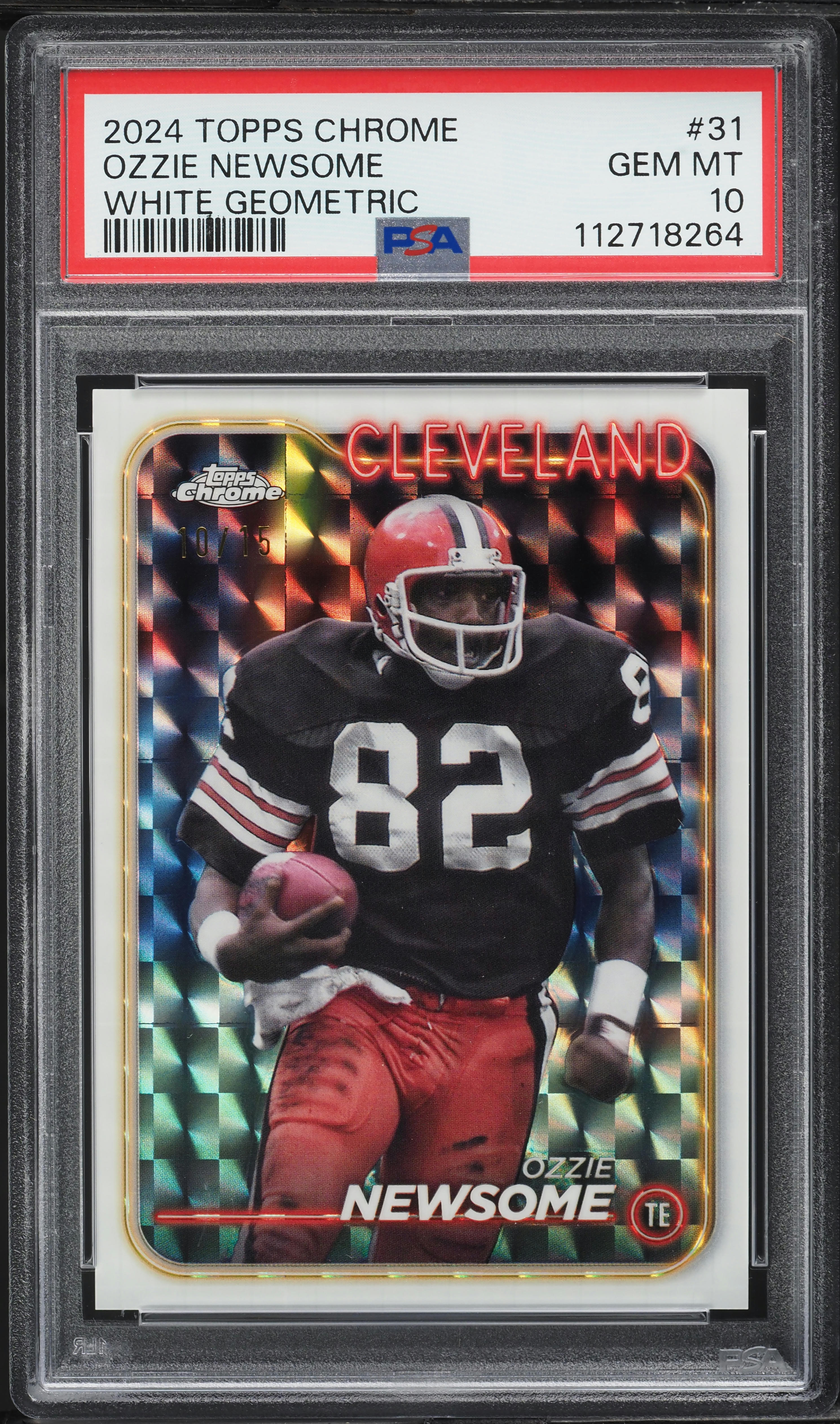 2024 Topps Chrome Football White Geometric Refractor Ozzie Newsome #31 PSA 10