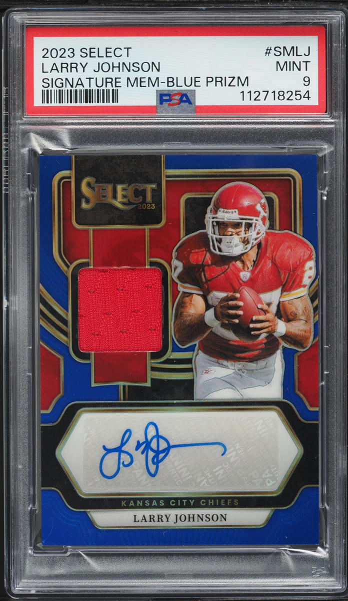2023 Select Blue Prizm Larry Johnson PATCH AUTO /75 #SMLJ PSA 9 MINT