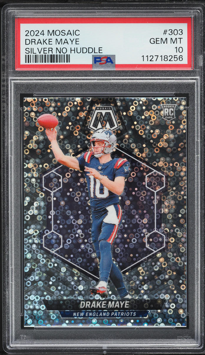 2024 Panini Mosaic Silver No Huddle Drake Maye ROOKIE #303 PSA 10 GEM MINT