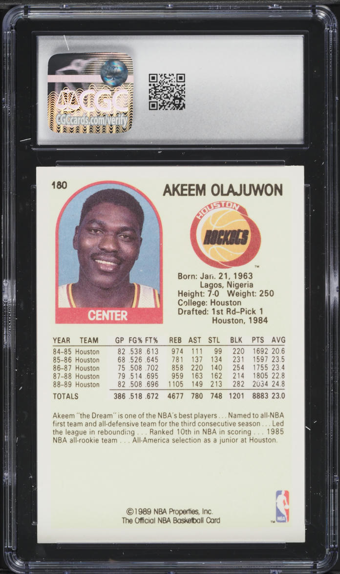 1989 Hoops Hakeem Olajuwon #180 CGC 8 NM-MT