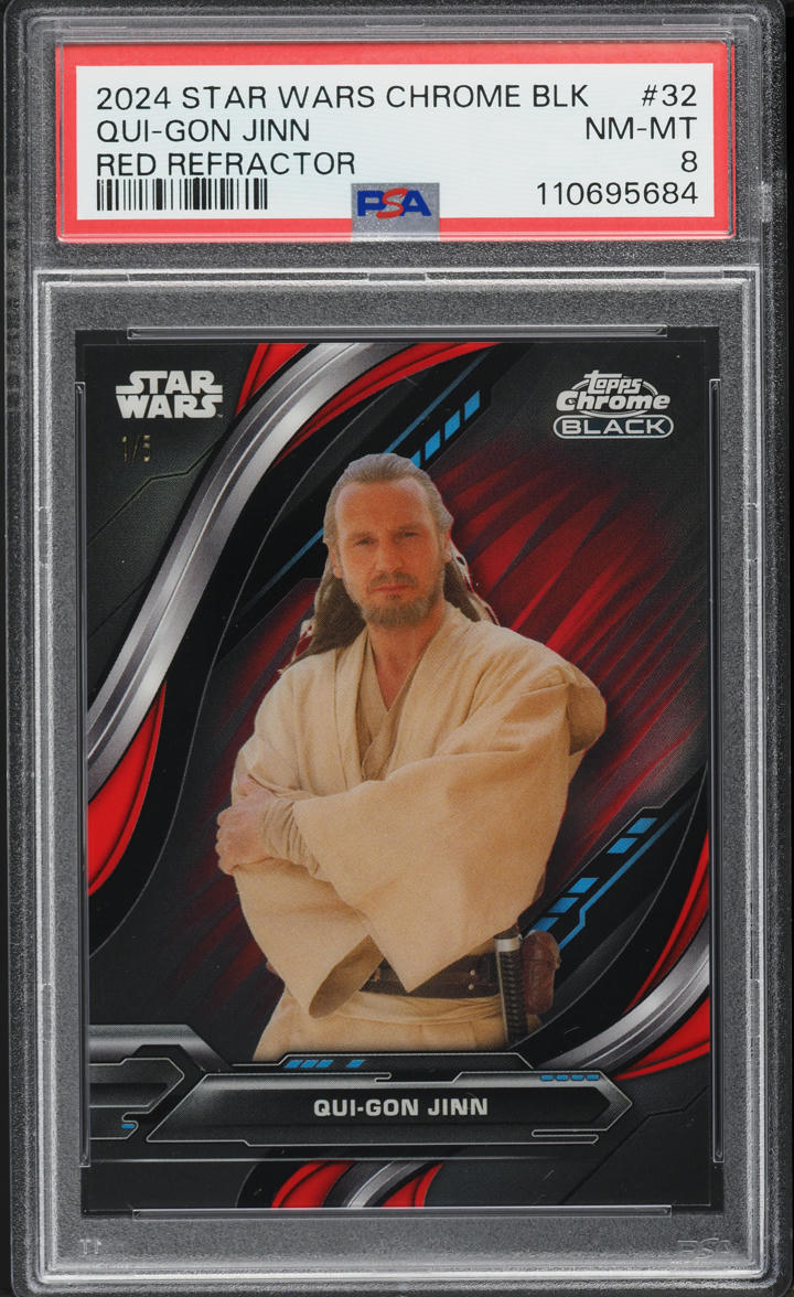 2024 Topps Chrome Star Wars Black Red Refractor Qui-Gon Jinn 1/5