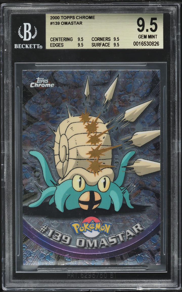 2000 Topps Chrome Pokemon Omastar #139 BGS 9.5 GEM MINT on Fanatics Collect