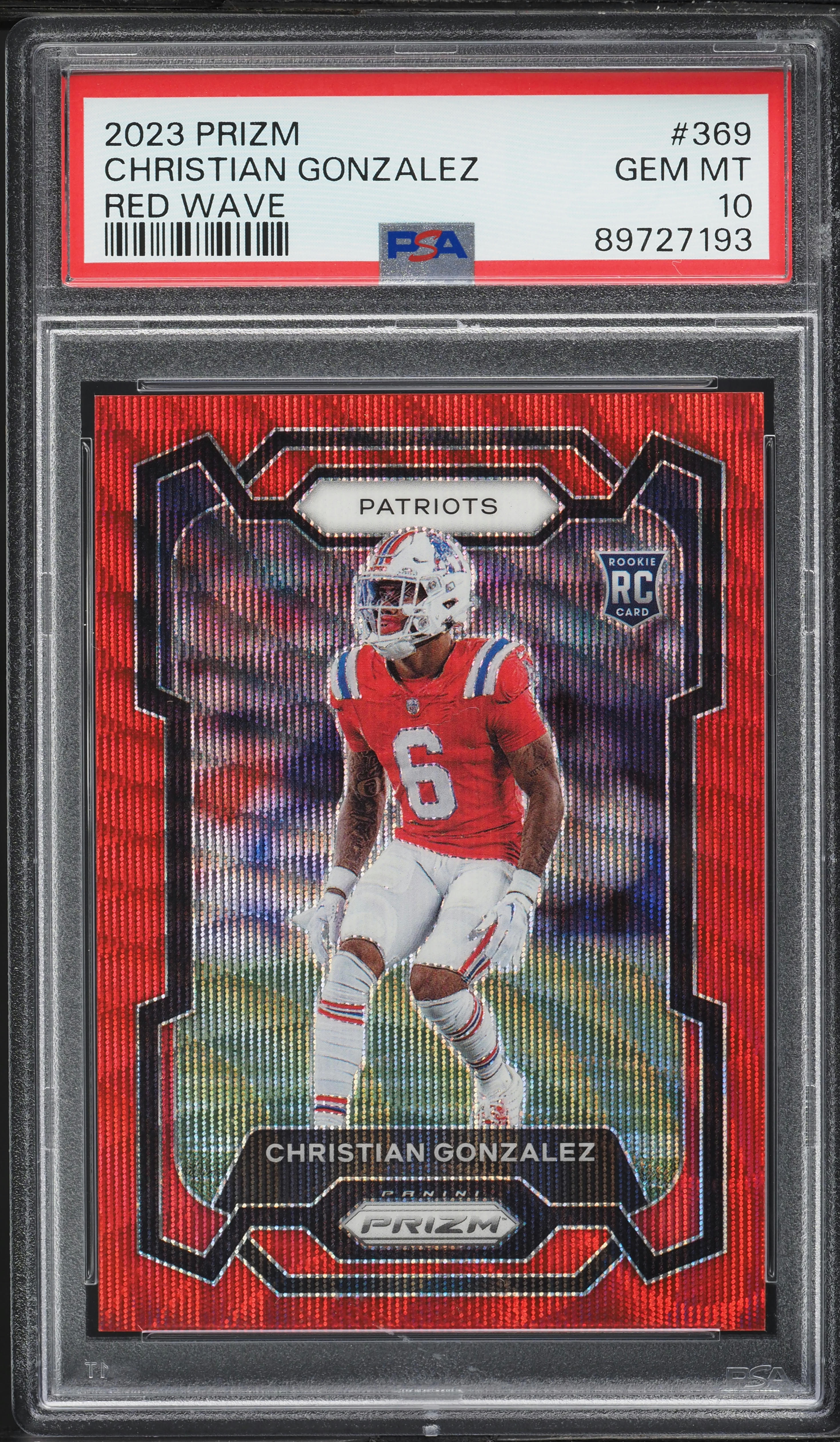 2023 Panini Prizm Red Wave Christian Gonzalez ROOKIE /149 #369 PSA