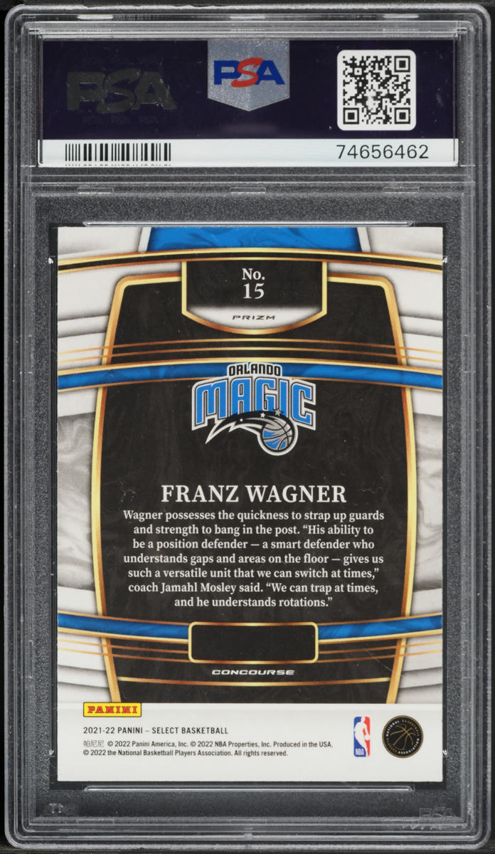 2021 Select Concourse Orange Flash Prizm Franz Wagner ROOKIE #15 PSA 10 GEM MINT
