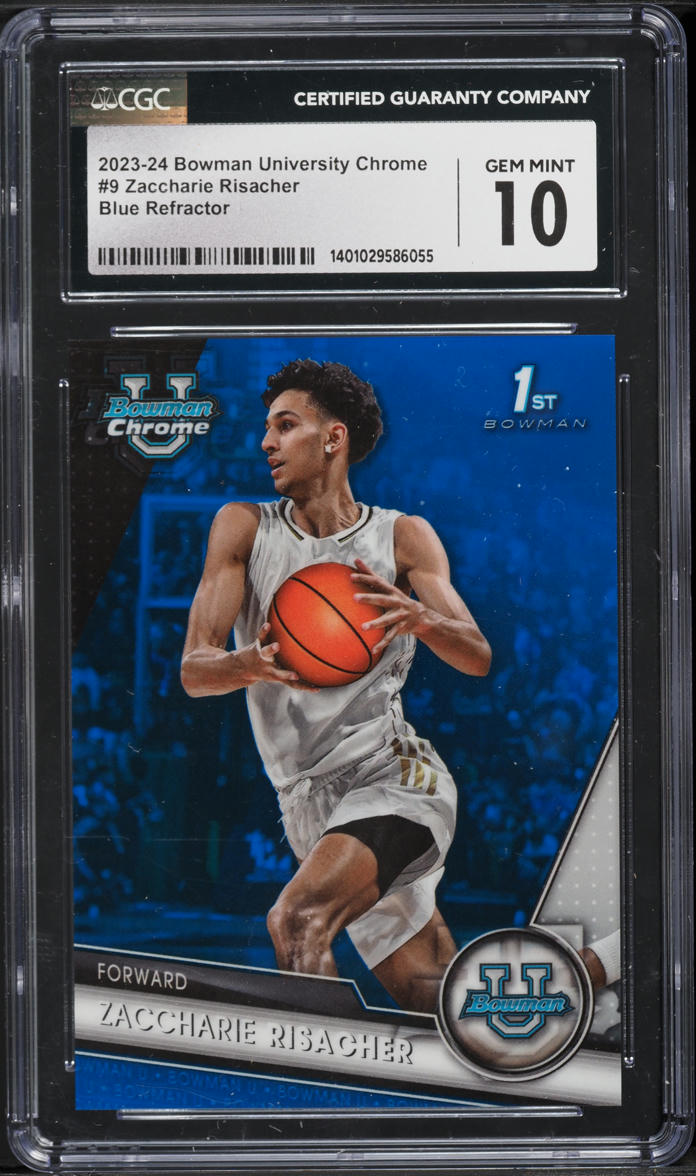 2023 Bowman Chrome University Blue Refractor Zaccharie Risacher RC /199 CGC 10