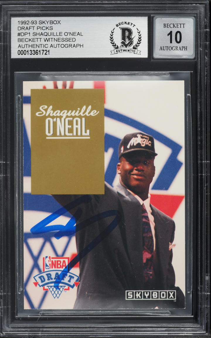 1992 Skybox Draft Picks Shaquille O'Neal ROOKIE AUTO #DP1 BAS BGS AUTH