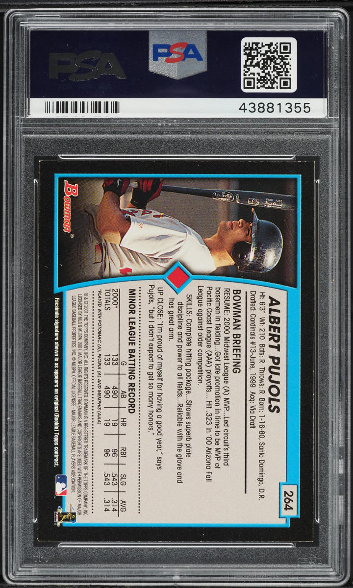 2001 Bowman Albert Pujols ROOKIE #264 PSA 8.5 NM-MT+