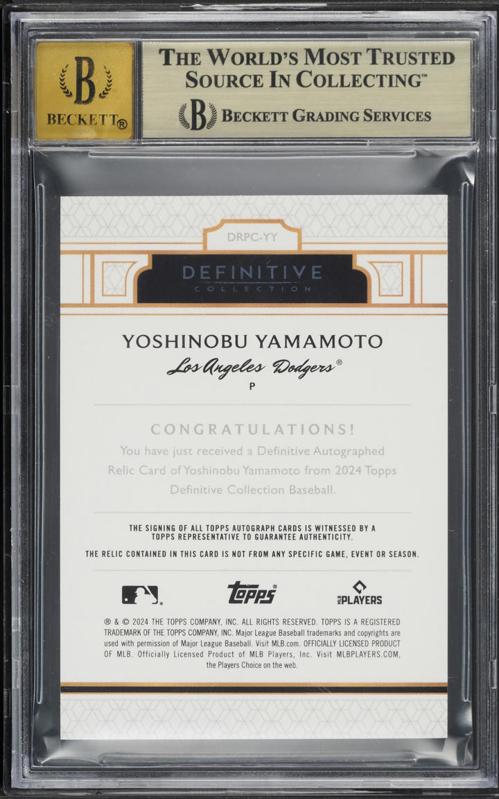 2024 Topps Definitive Collection Yoshinobu Yamamoto RC PATCH AUTO