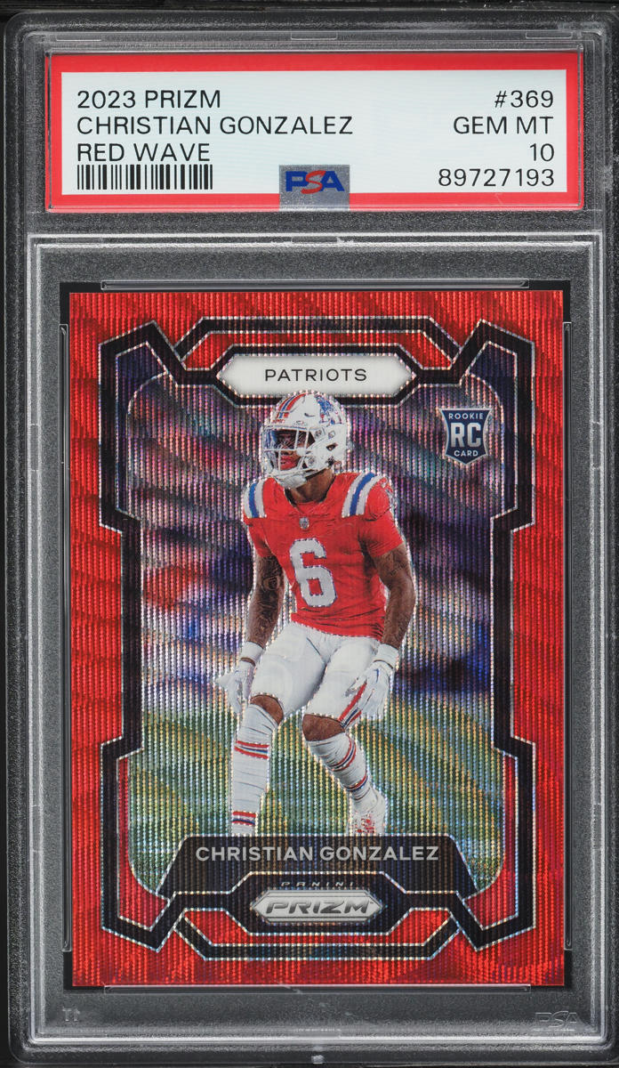 2023 Panini Prizm Red Wave Christian Gonzalez ROOKIE /149 #369 PSA
