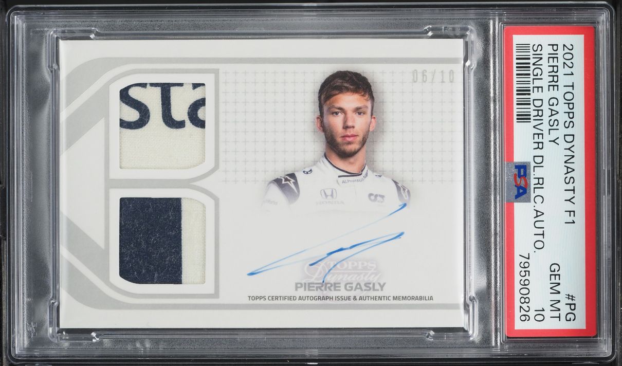 2021 Topps Dynasty F1 Single Driver Dual Pierre Gasly PATCH AUTO /10 PSA 10 GEM