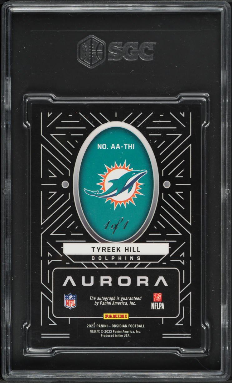 2022 Panini Obsidian Aurora Electric Etch Blue Finite Tyreek Hill AUTO 1/1 #AA-THI SGC 9 MINT