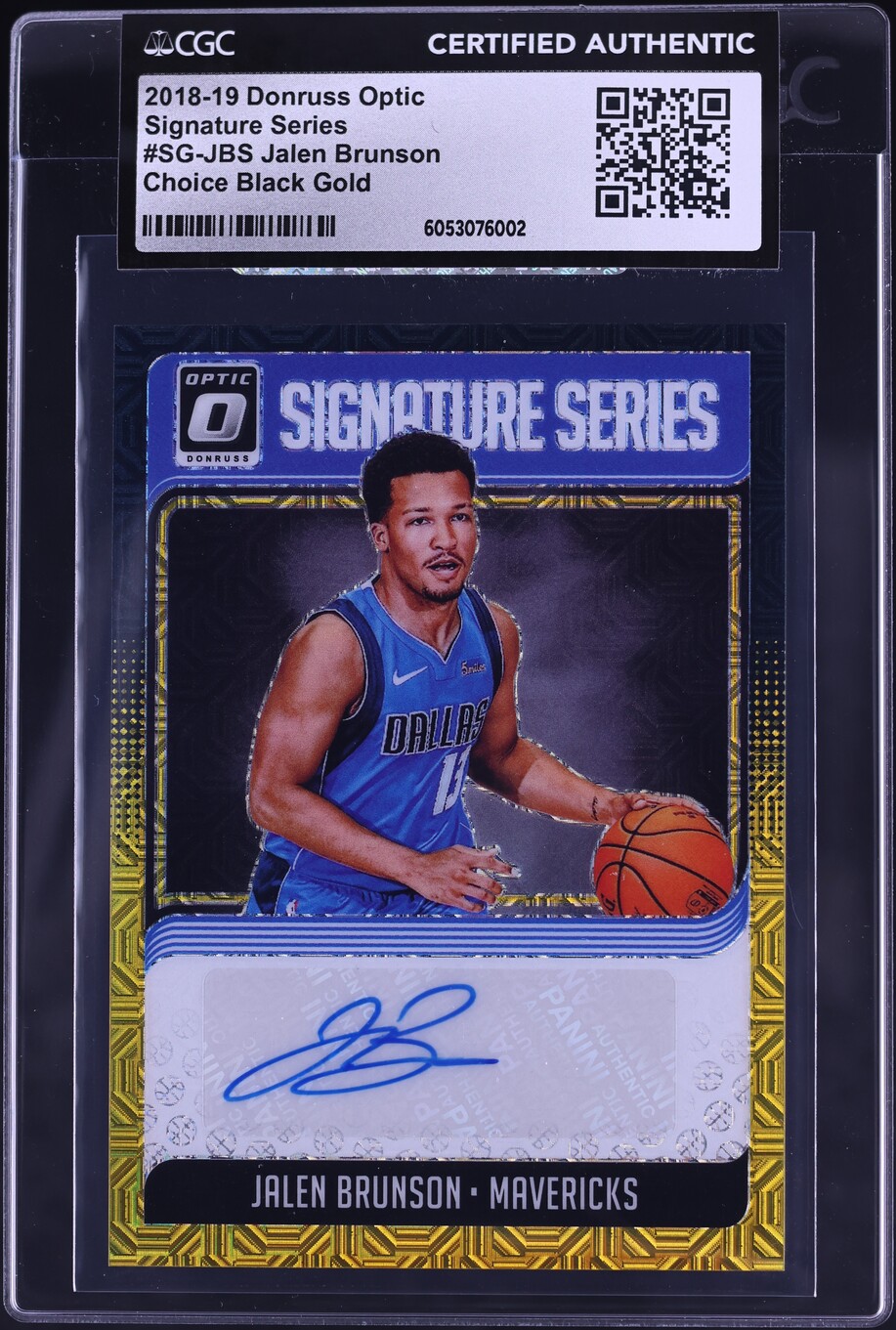 2018 Donruss Optic Choice Black Gold Jalen Brunson ROOKIE AUTO /8 CGC AUTH
