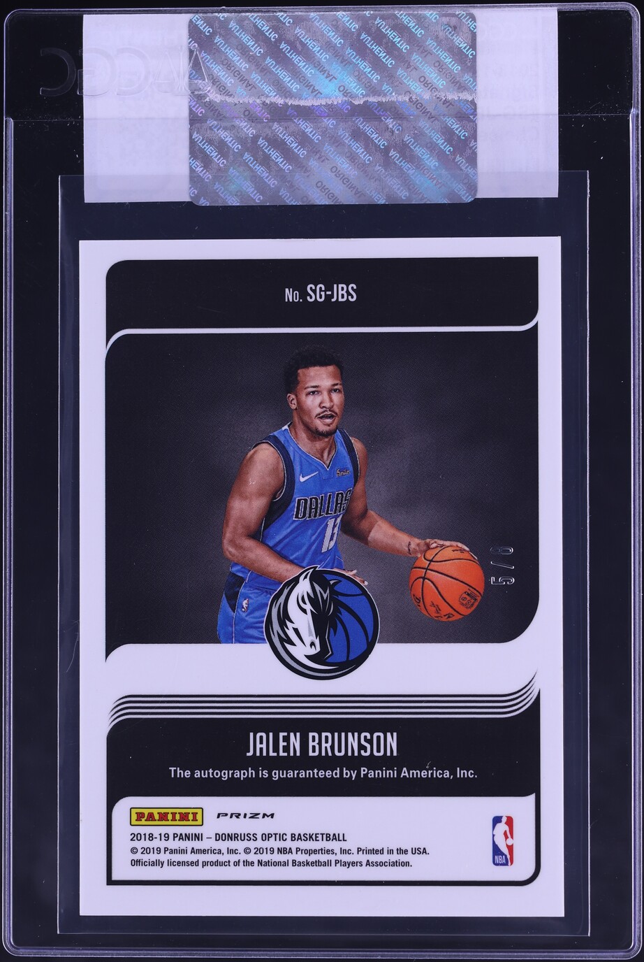 2018 Donruss Optic Choice Black Gold Jalen Brunson ROOKIE AUTO /8 CGC AUTH