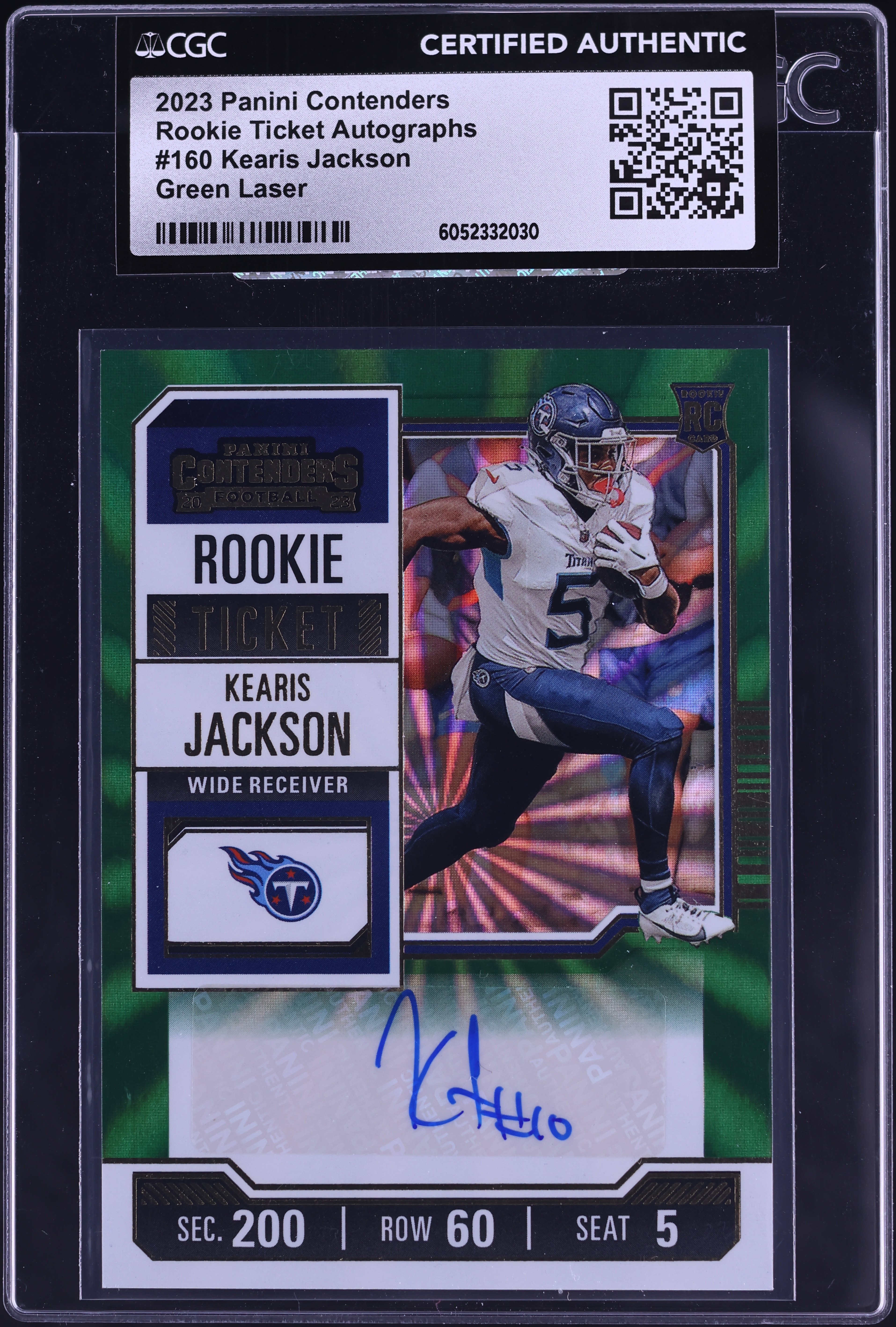 2023 Panini Contenders Green Laser Kearis Jackson ROOKIE AUTO #160