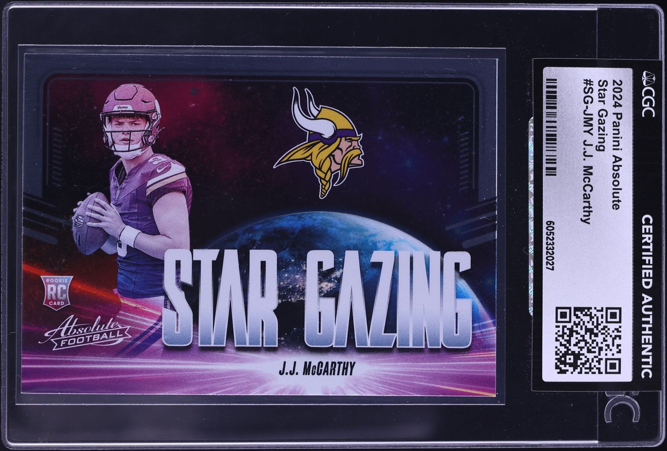 2024 Absolute Star Gazing J.J. McCarthy ROOKIE #SG-JMY CGC AUTH
