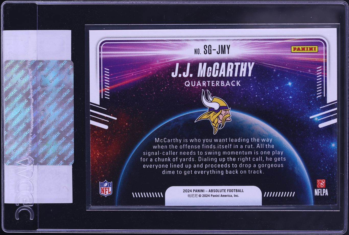 2024 Absolute Star Gazing J.J. McCarthy ROOKIE #SG-JMY CGC AUTH