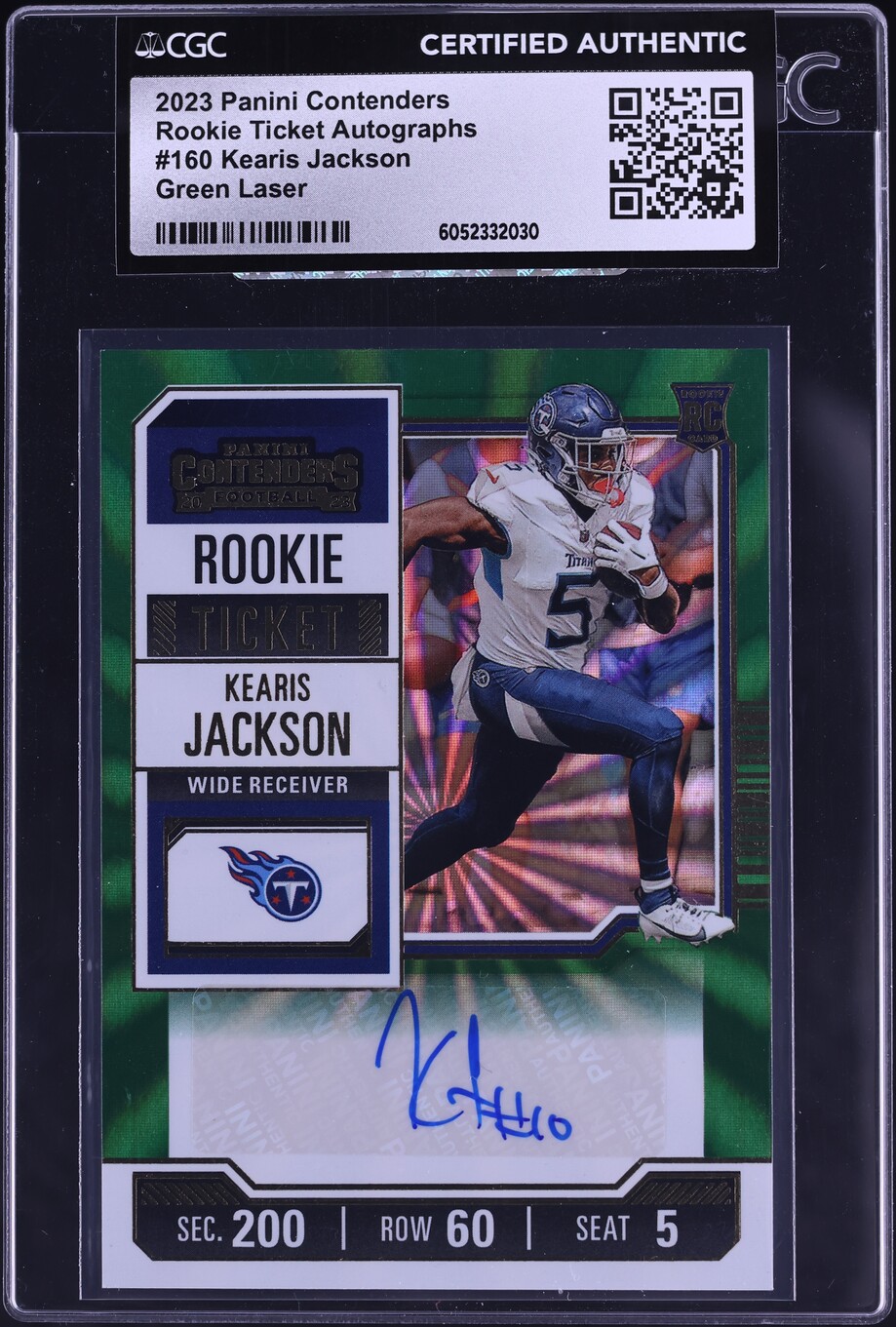 2023 Panini Contenders Green Laser Kearis Jackson ROOKIE AUTO #160