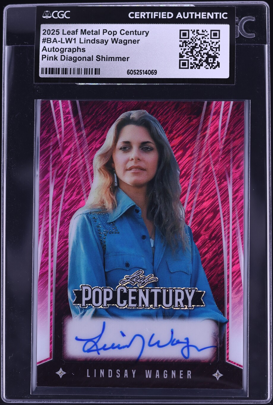 2025 Leaf Metal Pop Century Pink Diag. Shimmer Lindsay Wagner AUTO