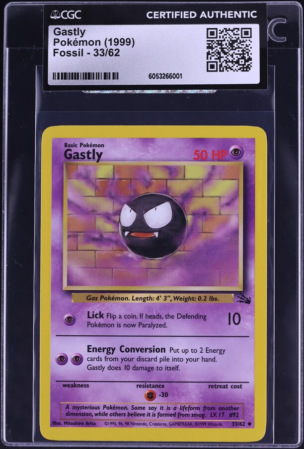 1999 Pokemon Base Set Shadowless Gastly #50 PSA 9 MINT on Fanatics