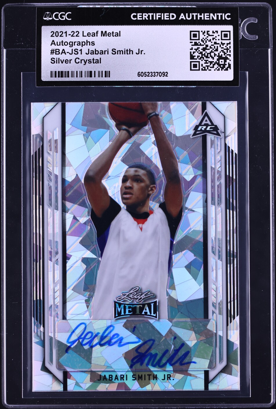 2021 Leaf Metal Silver Crystal Jabari Smith Jr. ROOKIE AUTO #BA-JS1 CGC AUTH