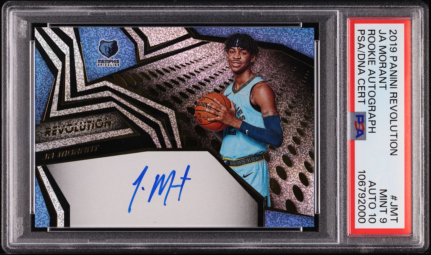 2019 Panini Revolution Ja Morant ROOKIE AUTO DNA 10 #RA-JMT PSA 9