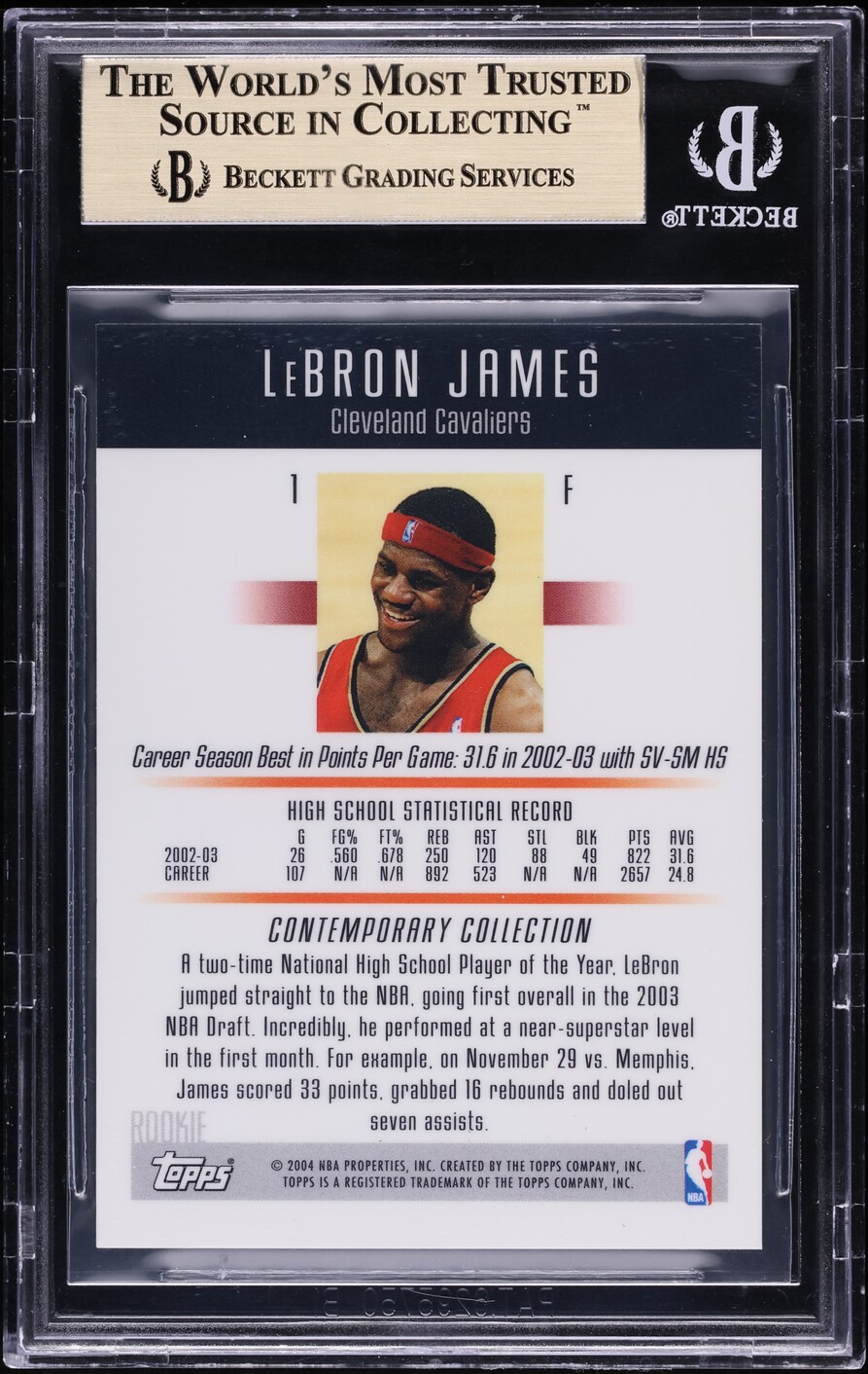 2003 Topps Contemporary Collection LeBron James ROOKIE #1 BGS 9.5