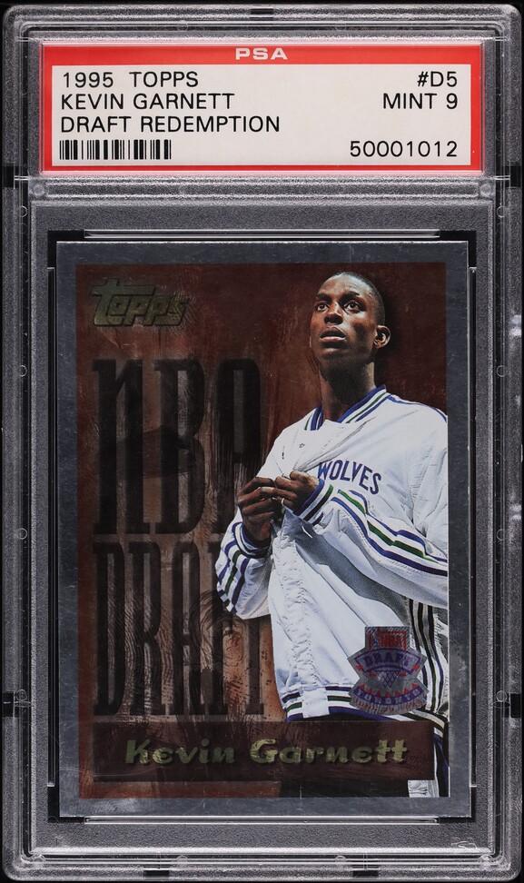 1995 Topps Draft Redemption Kevin Garnett ROOKIE #5 PSA 9 MINT on 